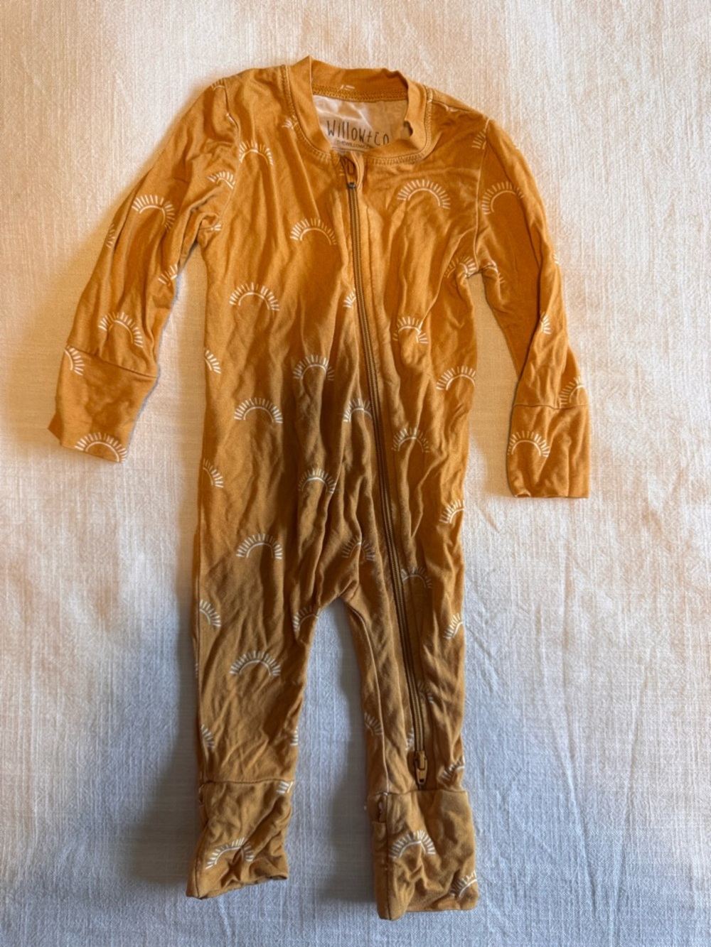Willow + Co 0-3 month Mustard Yellow Bamboo Zippered Baby One-Piece
